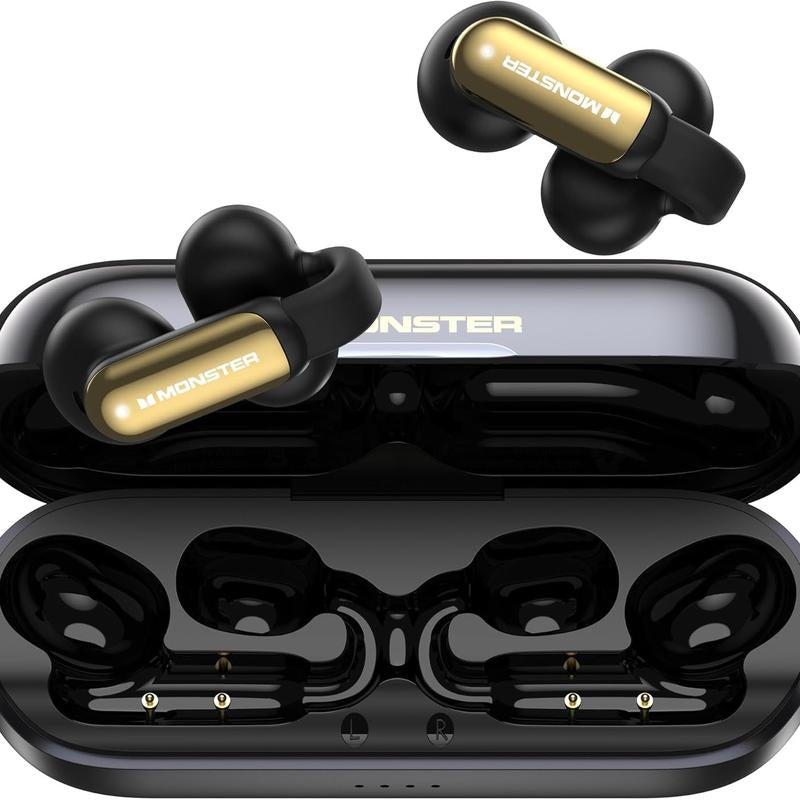 Monster Open AC601 Earbuds Wireless, Comfort Clip-On Bluetooth Earphones, Bluetooth 5.4 Earbuds with Environmental Noise Cancellation, IPX5 Waterproof & Touch Control Wireless Headphones