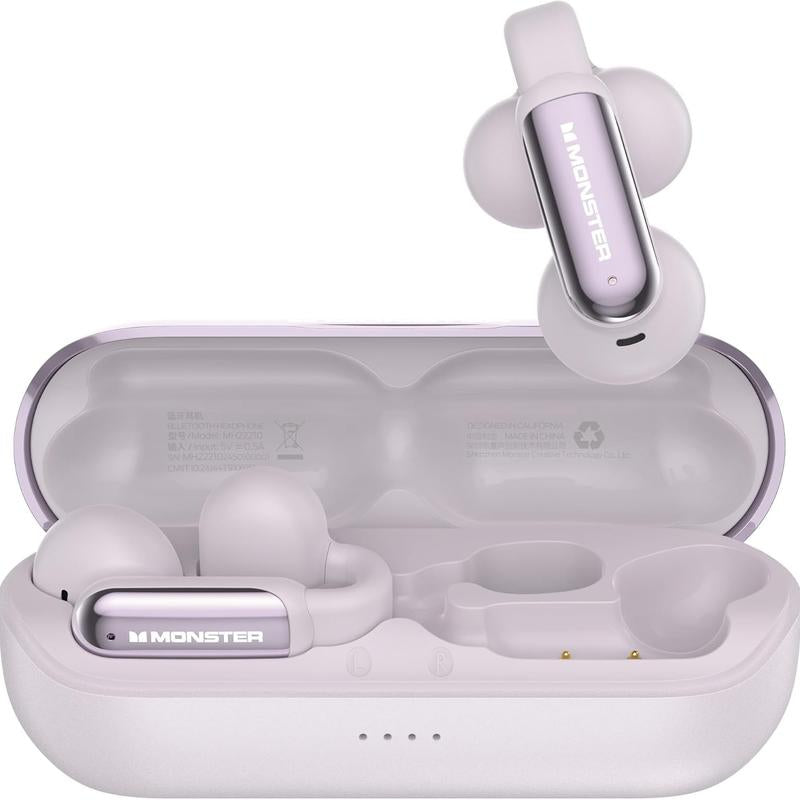 Monster Open AC601 Earbuds Wireless, Comfort Clip-On Bluetooth Earphones, Bluetooth 5.4 Earbuds with Environmental Noise Cancellation, IPX5 Waterproof & Touch Control Wireless Headphones
