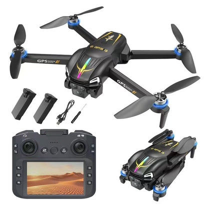 Aerial Drone M8 Pro 2025 GPS Positioning 4K UHD EIS Camera 5G Wifi FPV Brushless Motors Optical Flow Hover Intelligent Obstacle Avoidance Auto Return 360° Stunt Roll Two Batteries
